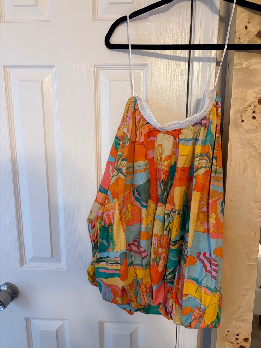 Show Me Your MuMu Multicolor Beach-Print Mini Dress (Orange, Teal, Pink)
